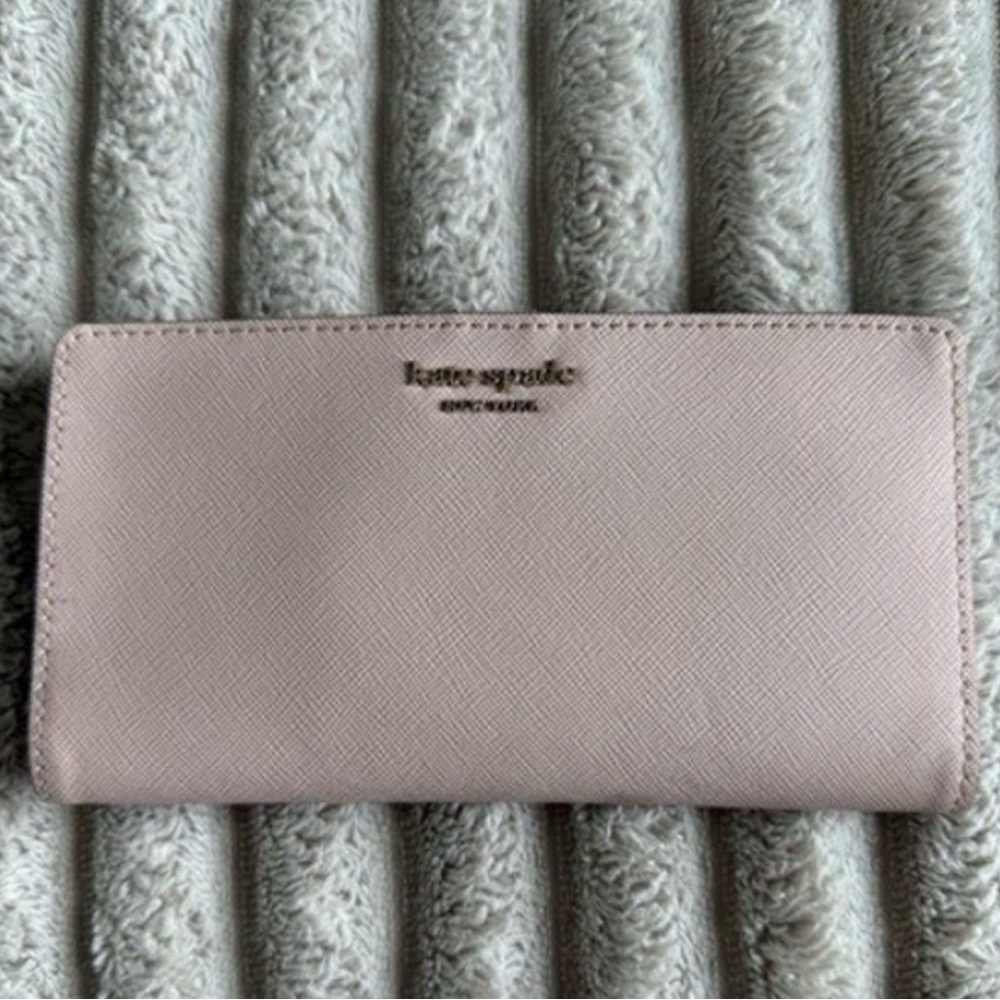 kate spade Pale Blush Saffiano Leather Zip Around Wallet